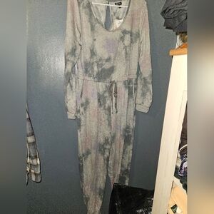 Lily Rose Womans Long Sleeve Tie-dyed  Jumpsuit Size L